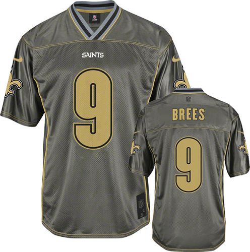 Men's Elite Drew Brees Nike Jersey Grey - #9 Vapor NFL New Orleans Saints